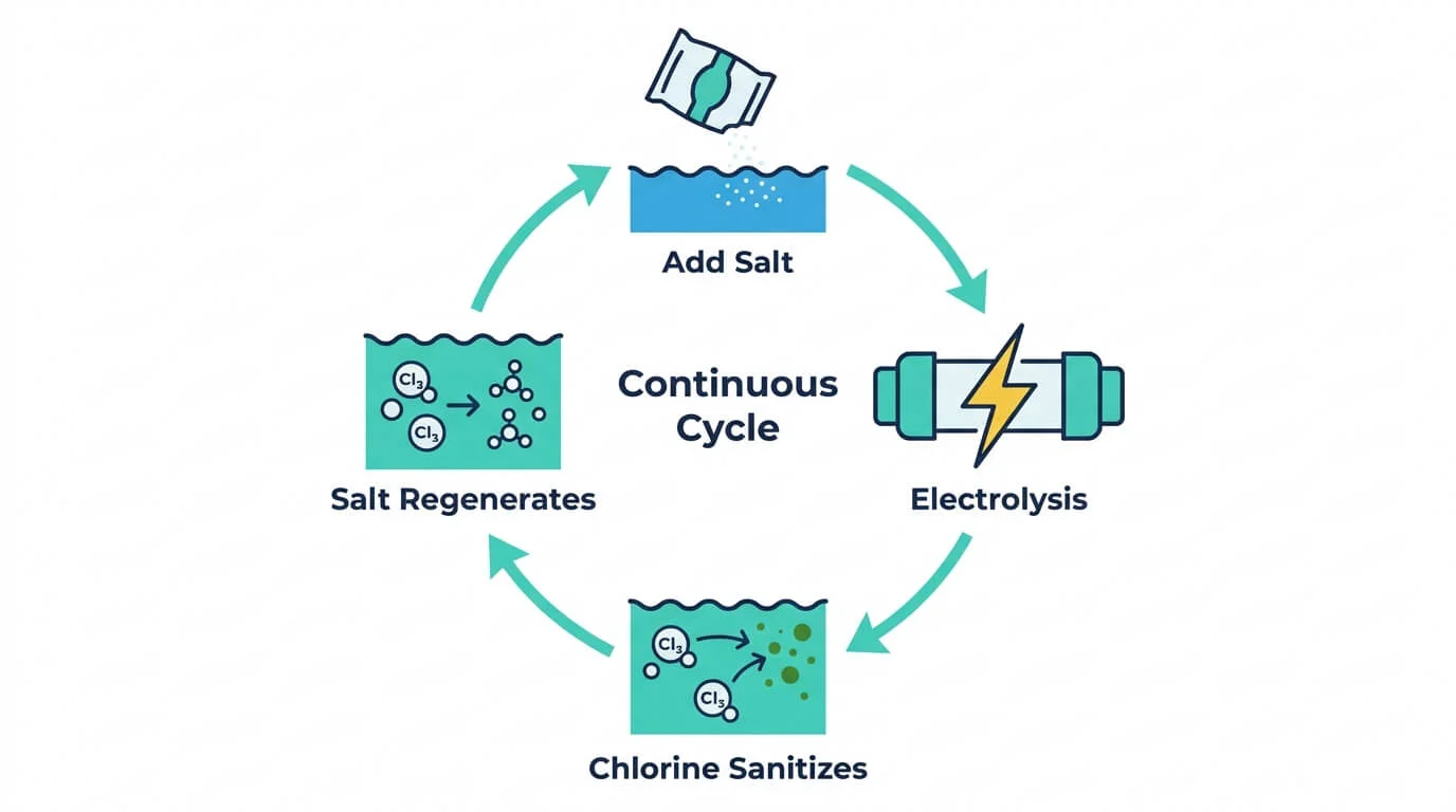"Salt chlorine generator cell installed on pool equipment pad
